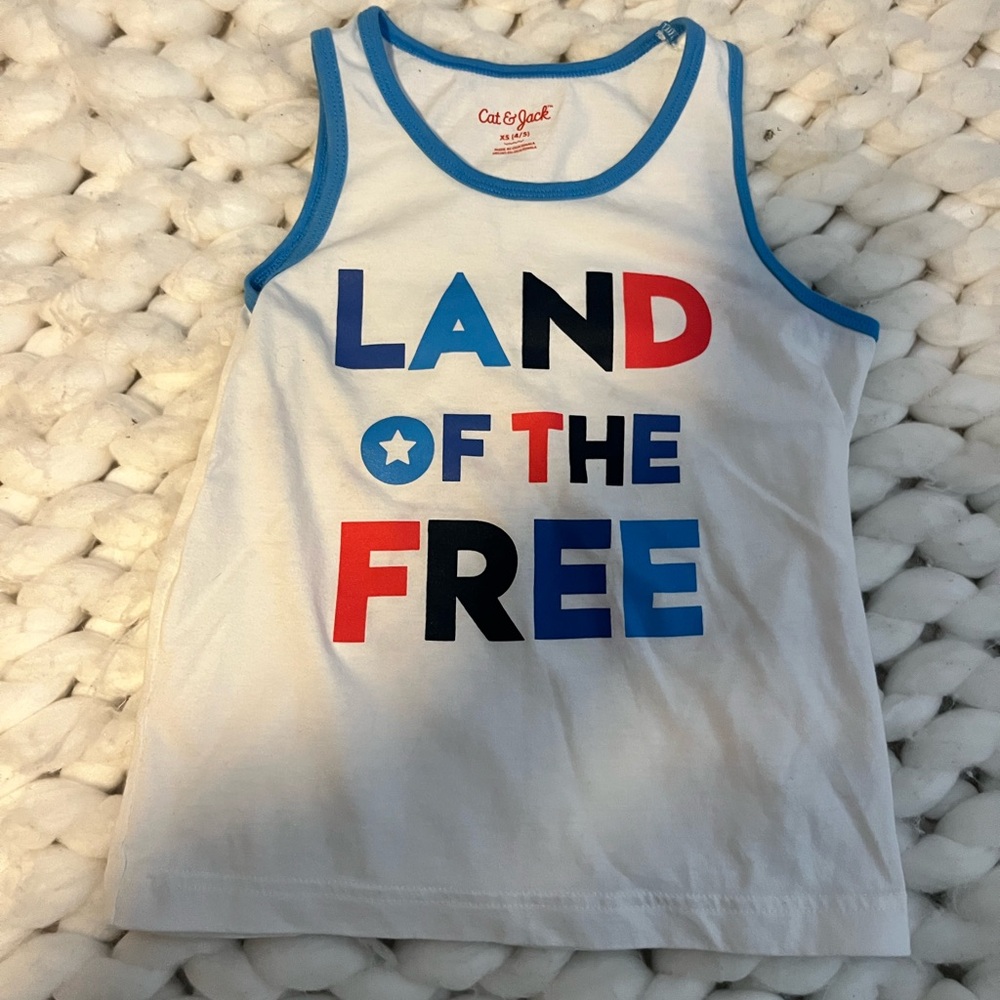 Cat & Jack Kids' Tank Top - White with Red, Blue, and Black